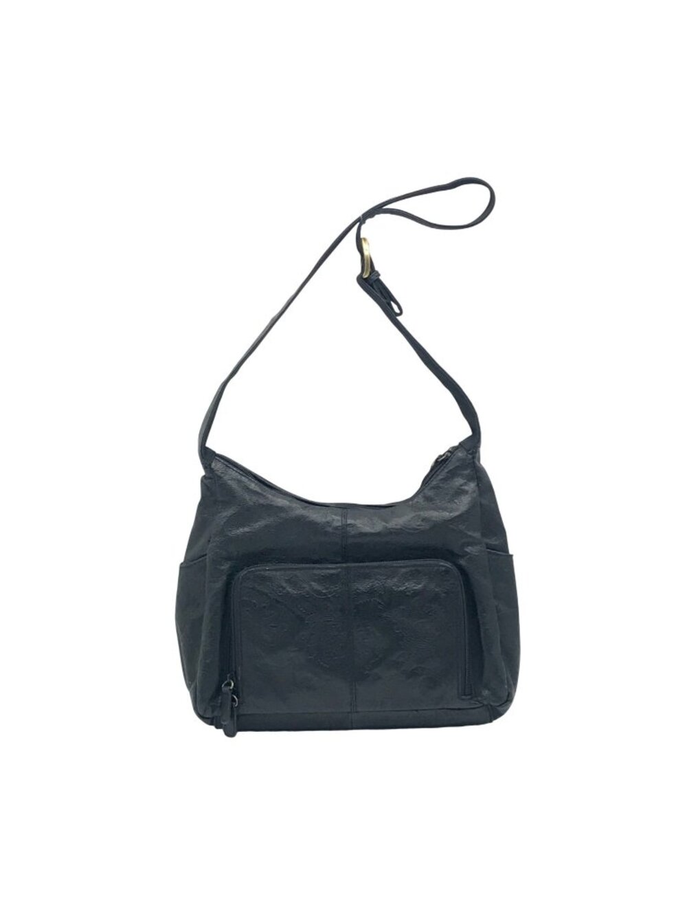 Cabin Creek Black Floral Pebbled Leather Shoulder Bag